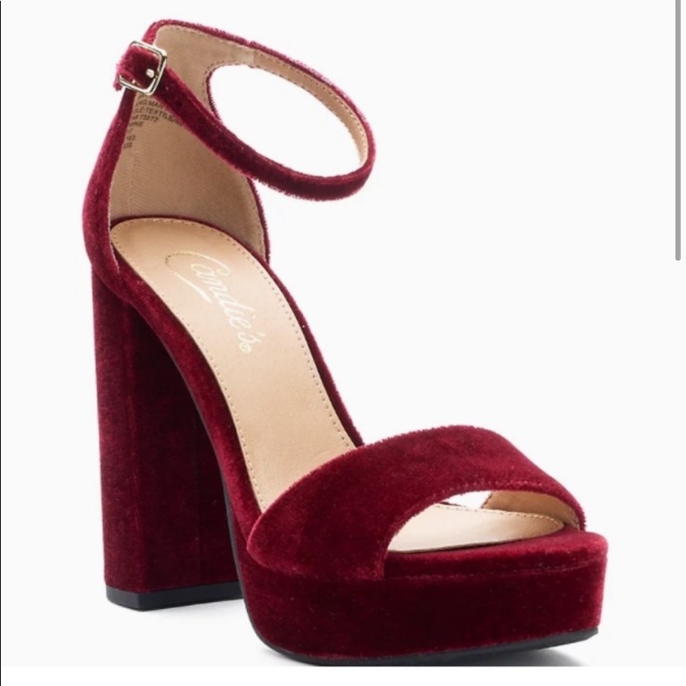 Candies Cranberry Wine Deep Red Velvet Heels